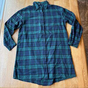 SHEIN Blue Green Plaid Shirt Dress Size Medium